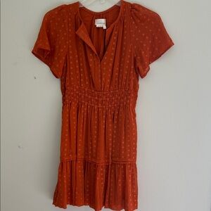 Anthropologie Women’s Rust Polka Dot Short Sleeve Dress
